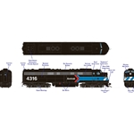 EMD E8A (DC/DCC/Sound): Amtrak - Early Black Scheme: #4316