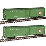 50' REA Riveted Steel Express Reefer 2-Packs (RTR) (Chromate Green w/REA logo herald)