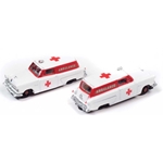 Mini Metals 50435 1953 Ford Courier Sedan Delivery Station Wagon 2-Pack - Assembled - Mini Metal -- Ambulance (white, red)