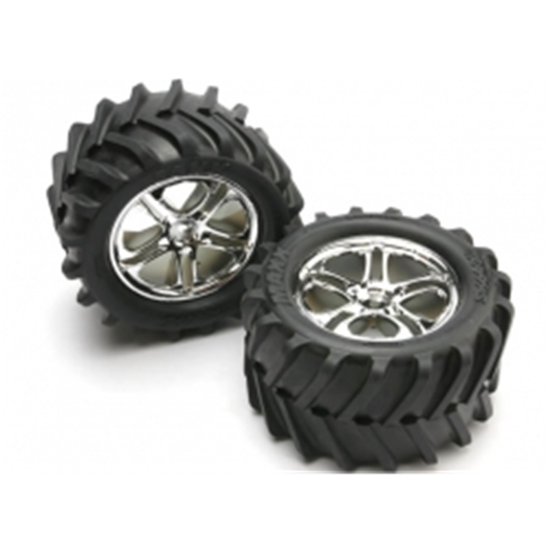TRA5173 Traxxas Split Spoke Tires & Wheels: TMX, Revo, EMX